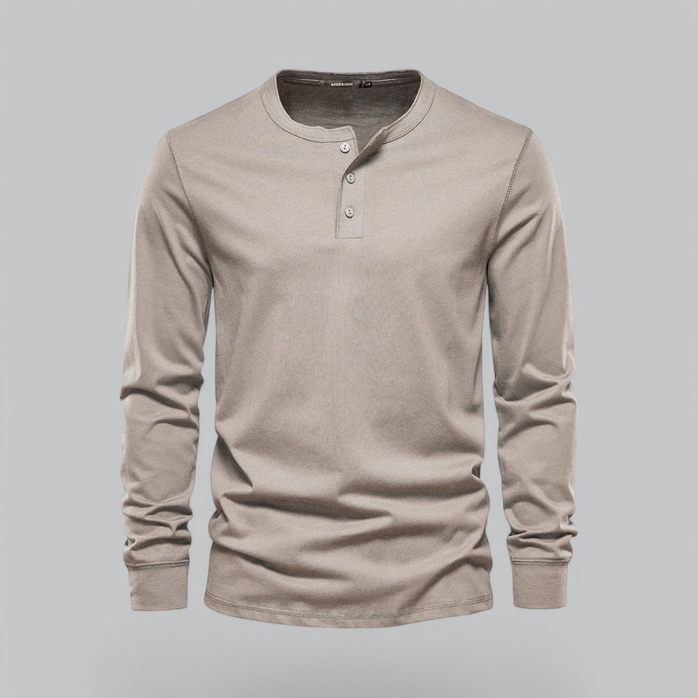 Gerwin – Men's Long Sleeve Henley T-Shirt in Piqué Cotton