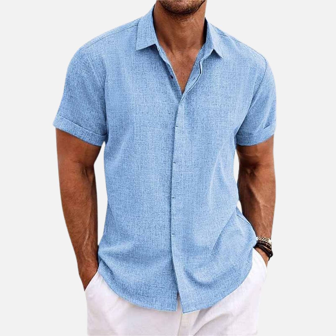 Ethan – Men's Casual Solid Color Cotton-Linen Short Sleeve Shirt