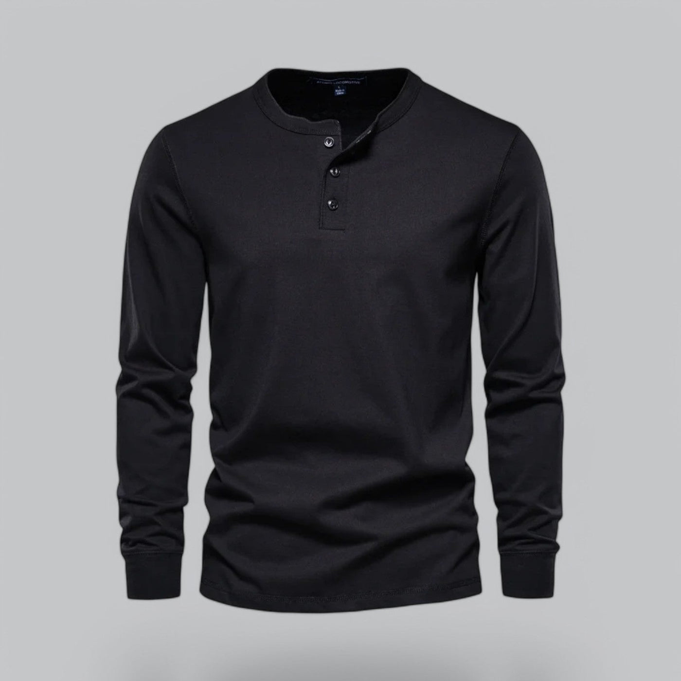 Gerwin – Men's Long Sleeve Henley T-Shirt in Piqué Cotton